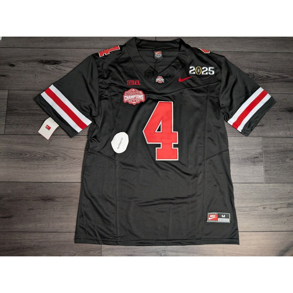Jeremiah Smith #4 Ohio Buckeyes 2025 BLACKOUT Natty Champs Men's Jersey - Picture 5 of 8